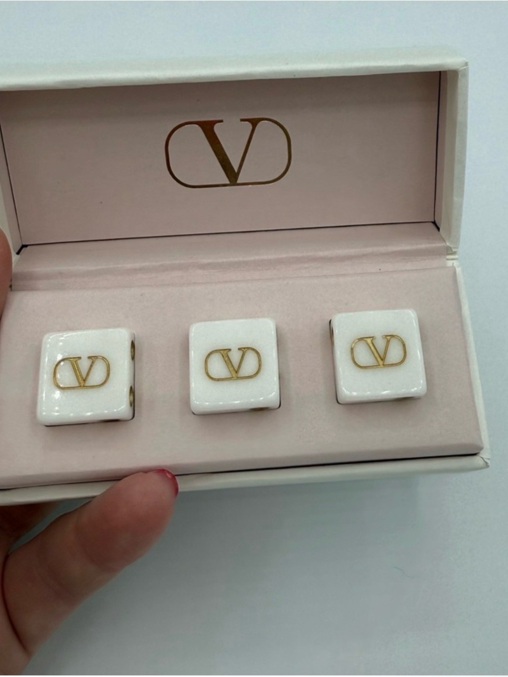 GWP/VIP - Valentino White and Gold Logo Ceramic Dice Set